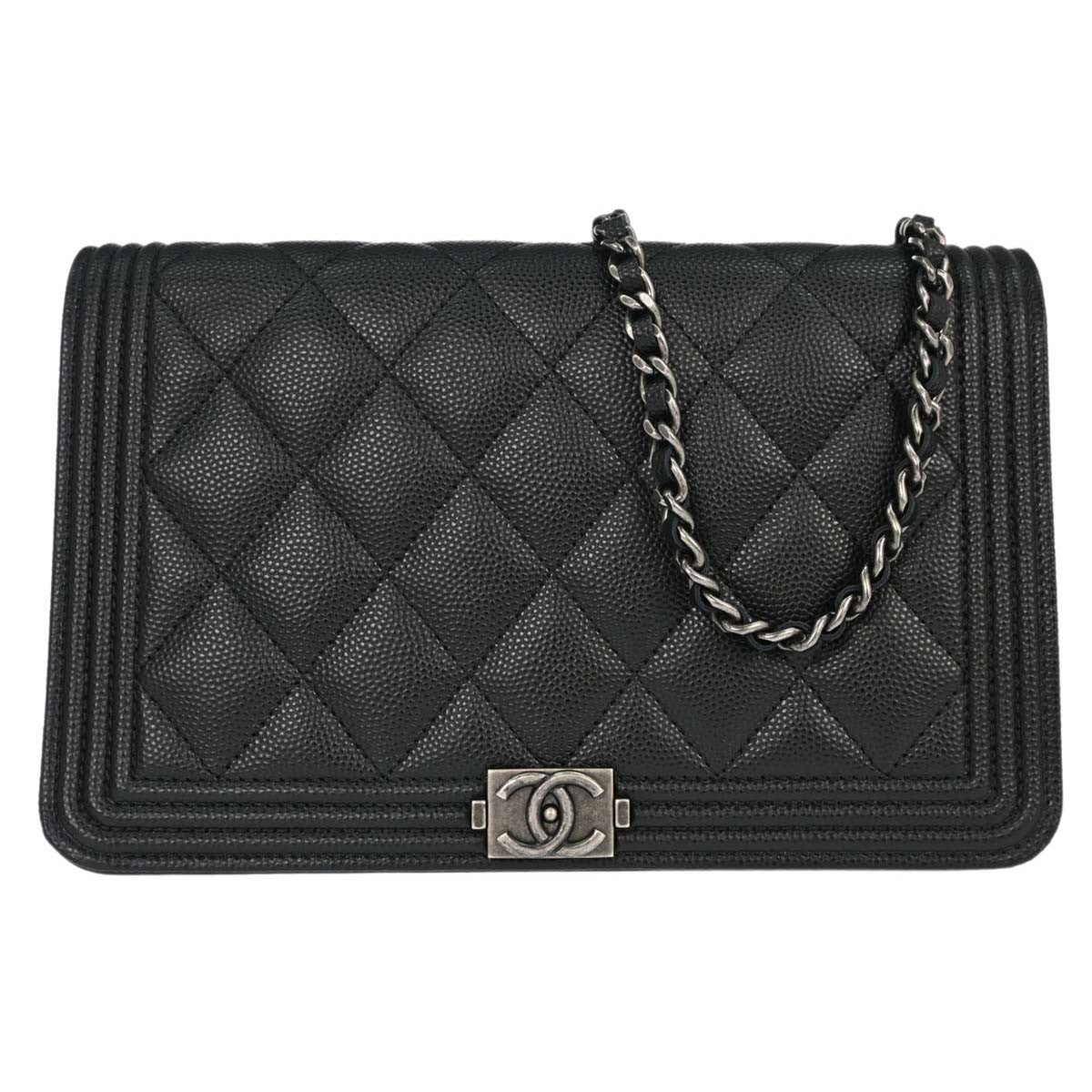 Chanel Boy Wallet on Chain Vintage Wallet on Chain in Black Calfskin