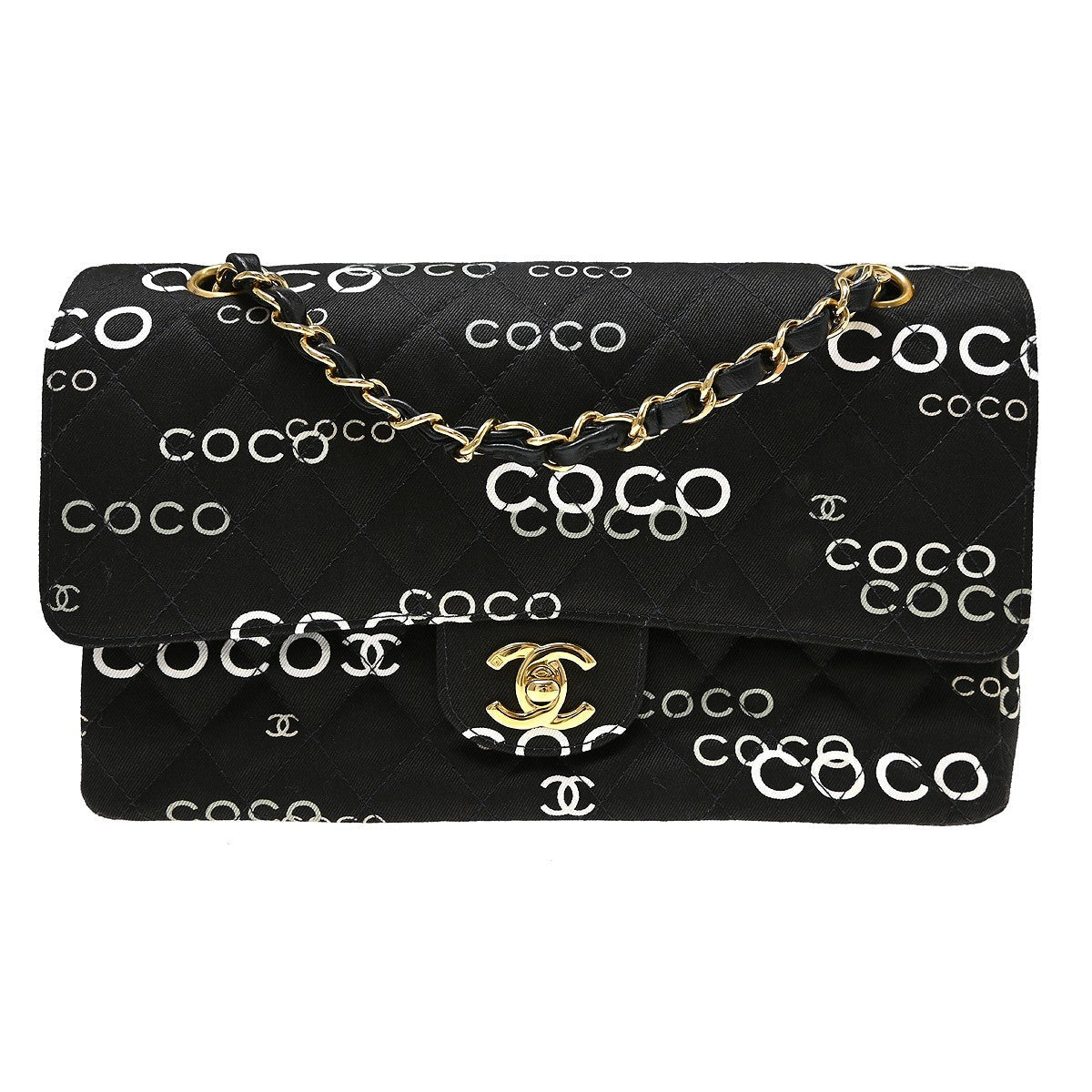 Chanel Classic Double Flap Medium Vintage Shoulder Bag in Black Caviar Leather