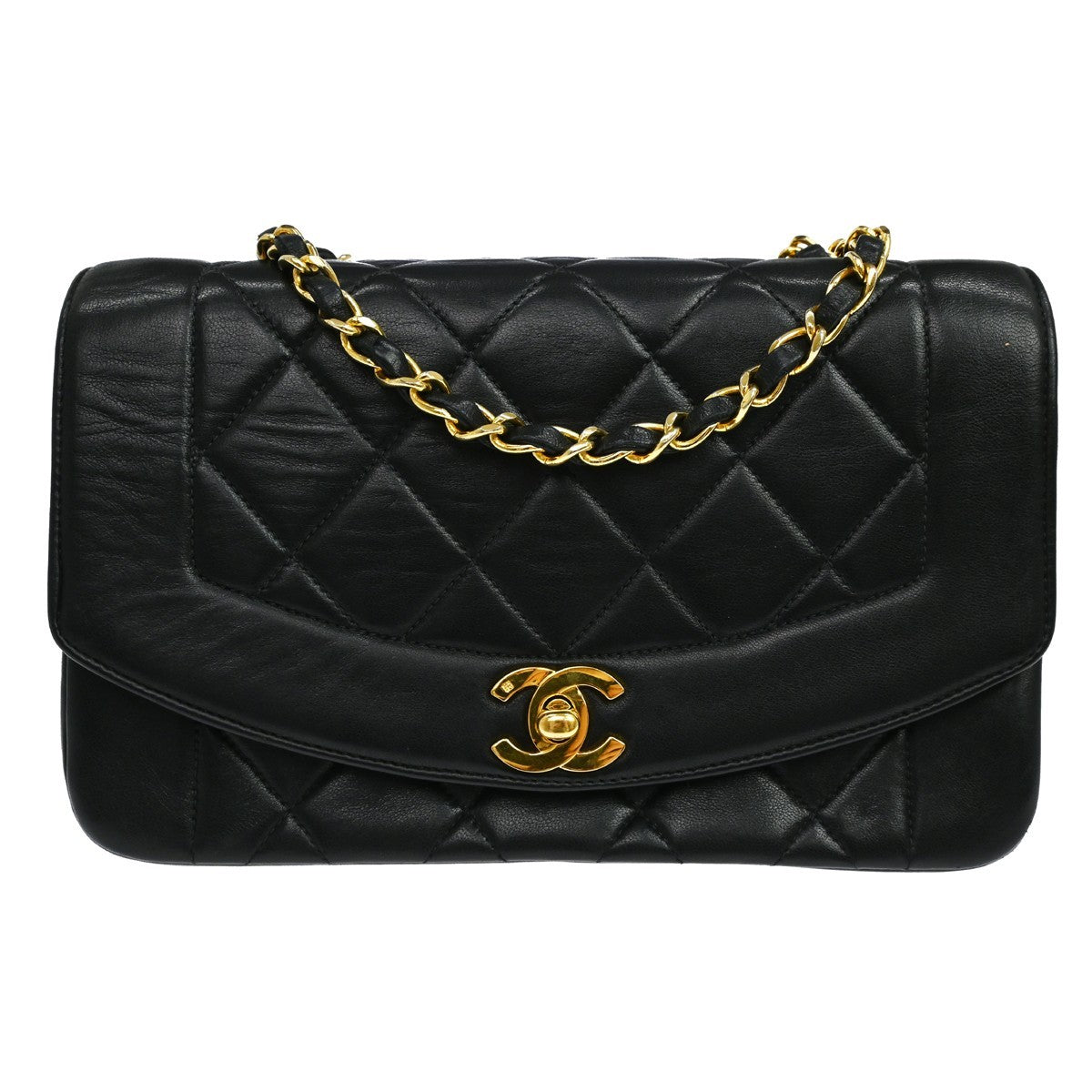 Chanel Diana Small Vintage Shoulder Bag in Black Lambskin