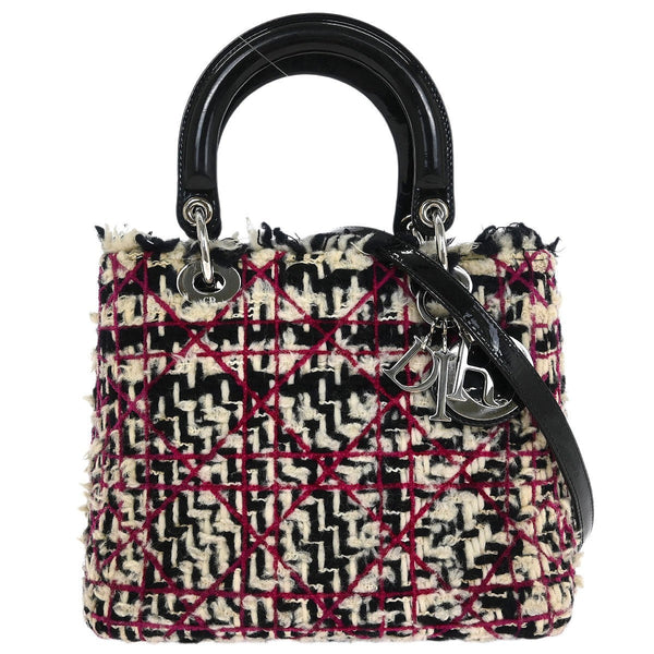 Christian Dior Lady Dior Cannage 2way Vintage Handbag in Purple Tweed