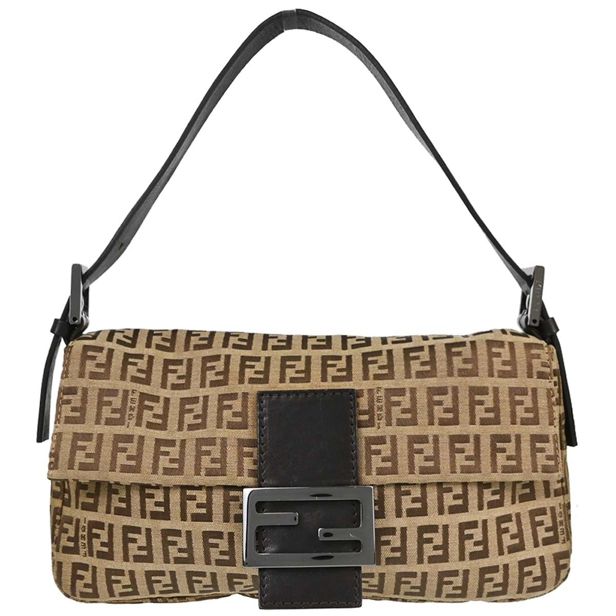 Fendi Baguette Zucchino Vintage Shoulder Bag in Beige Canvas