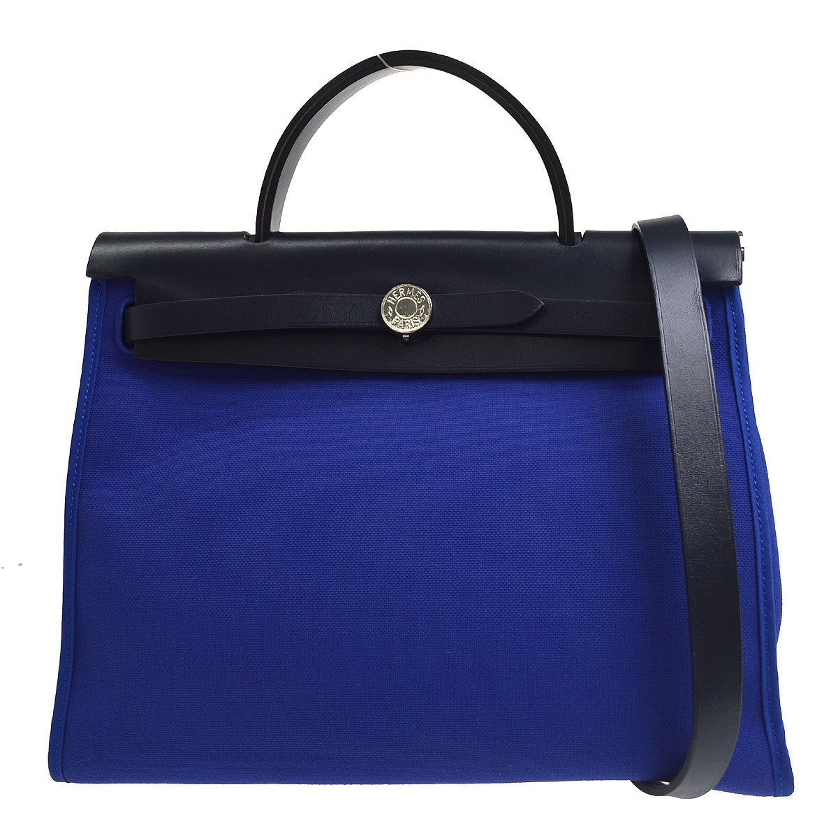 Hermès Herbag Zip PM 31 Vintage Handbag in Blue Canvas