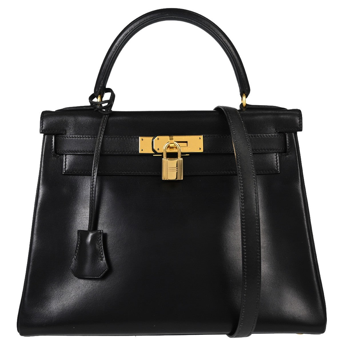 Hermès Kelly 28 Retourne Vintage 2-in-1 Handbag in Black Gulliver Leather