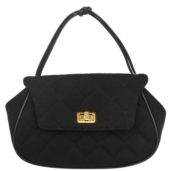 Chanel Black Cotton Mademoiselle Lock Handbag