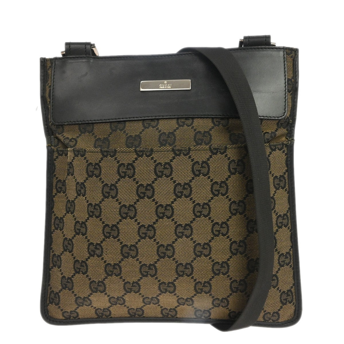 Gucci Brown Black Canvas GG Shoulder Bag
