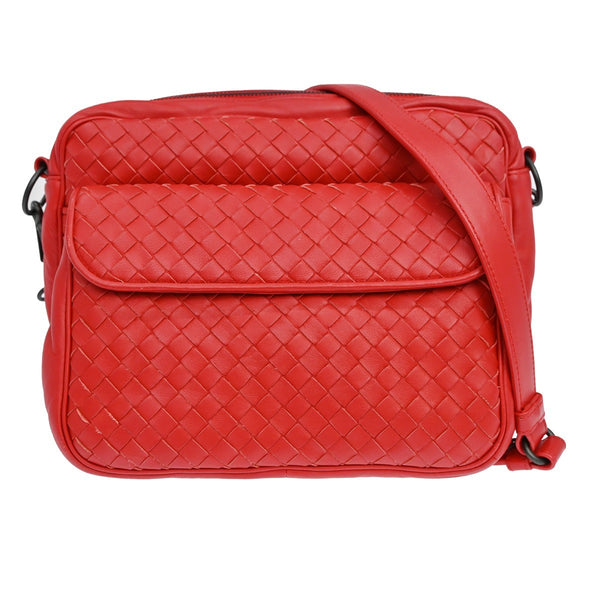Bottega Veneta Red Intrecciato Shoulder Bag