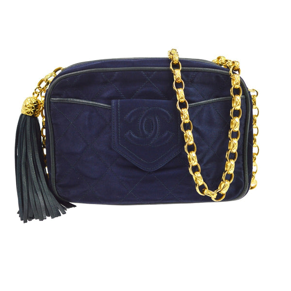 Chanel Navy Satin Camera Bag