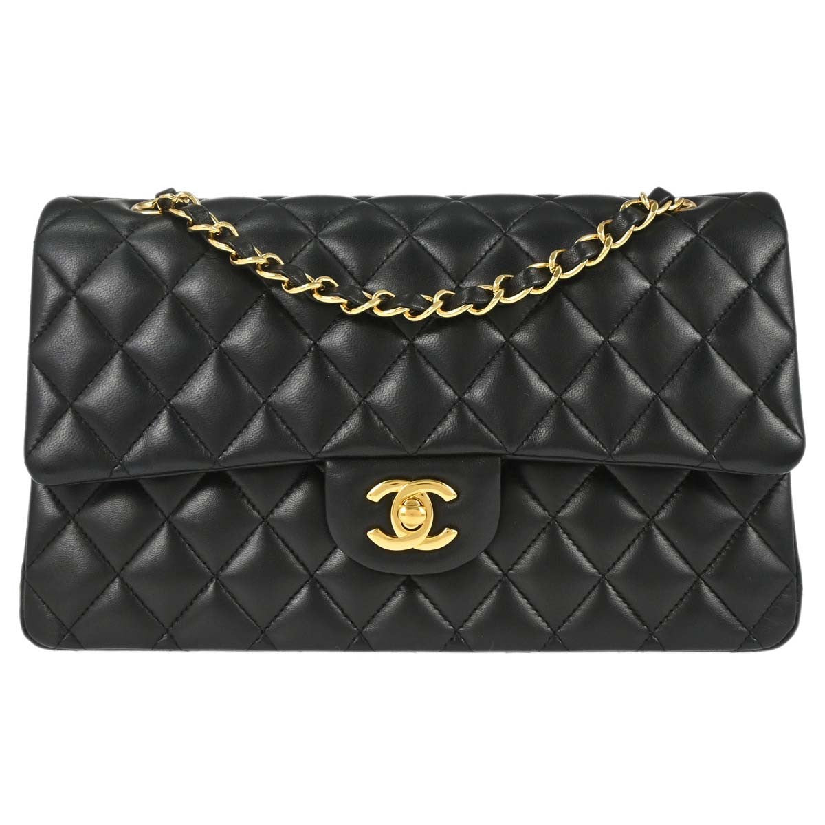 Chanel Black Lambskin Medium Classic Double Flap Shoulder Bag