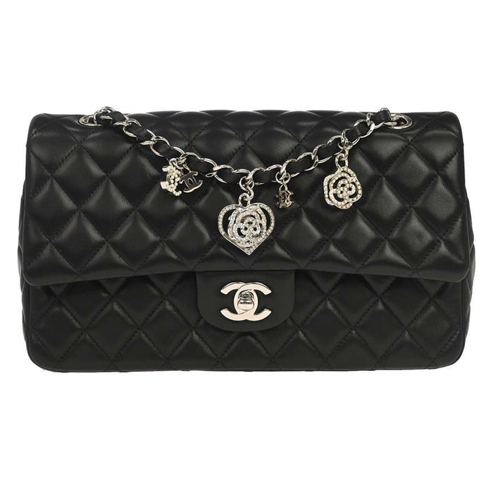 Chanel Black Lambskin Valentine Single Flap Shoulder Bag