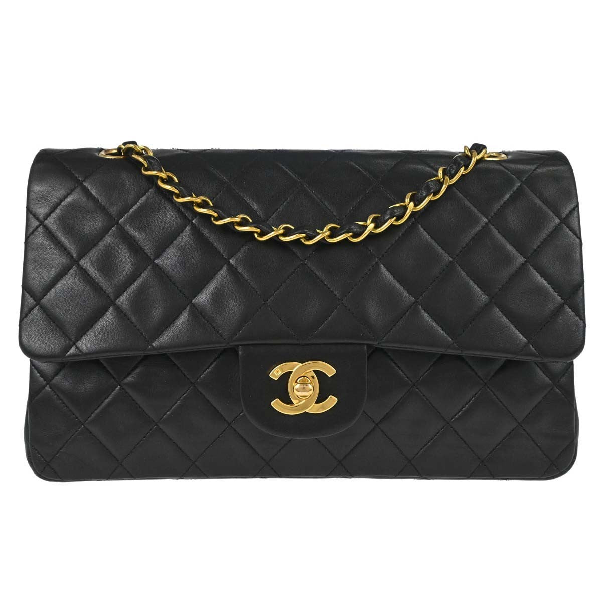 Chanel Black Lambskin Medium Classic Double Flap Shoulder Bag