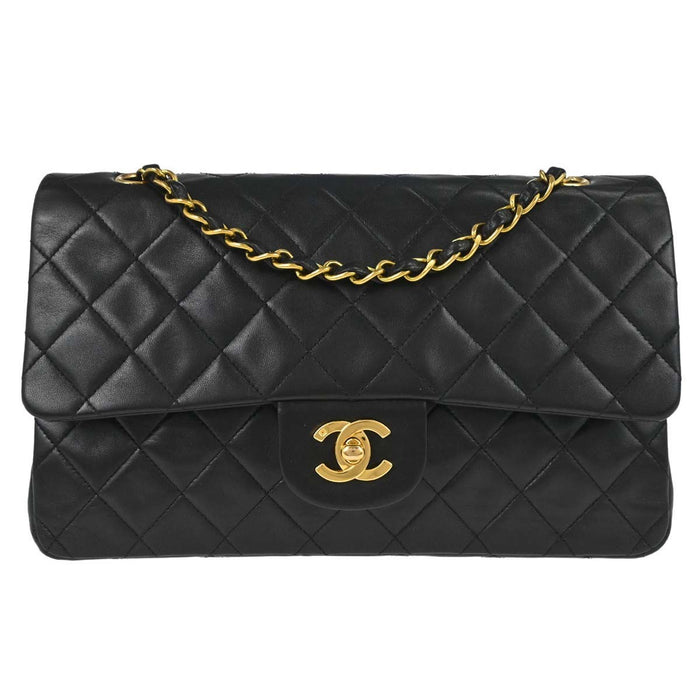 Chanel Black Lambskin Medium Classic Double Flap Shoulder Bag