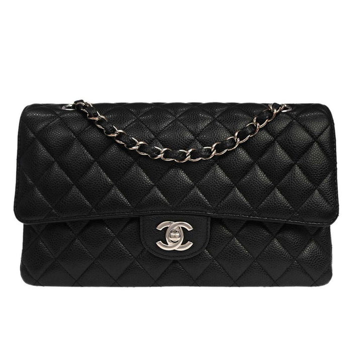 Chanel Black Calfskin Medium Classic Double Flap Shoulder Bag