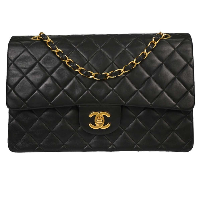 Chanel Black Lambskin Medium Classic Double Flap Shoulder Bag