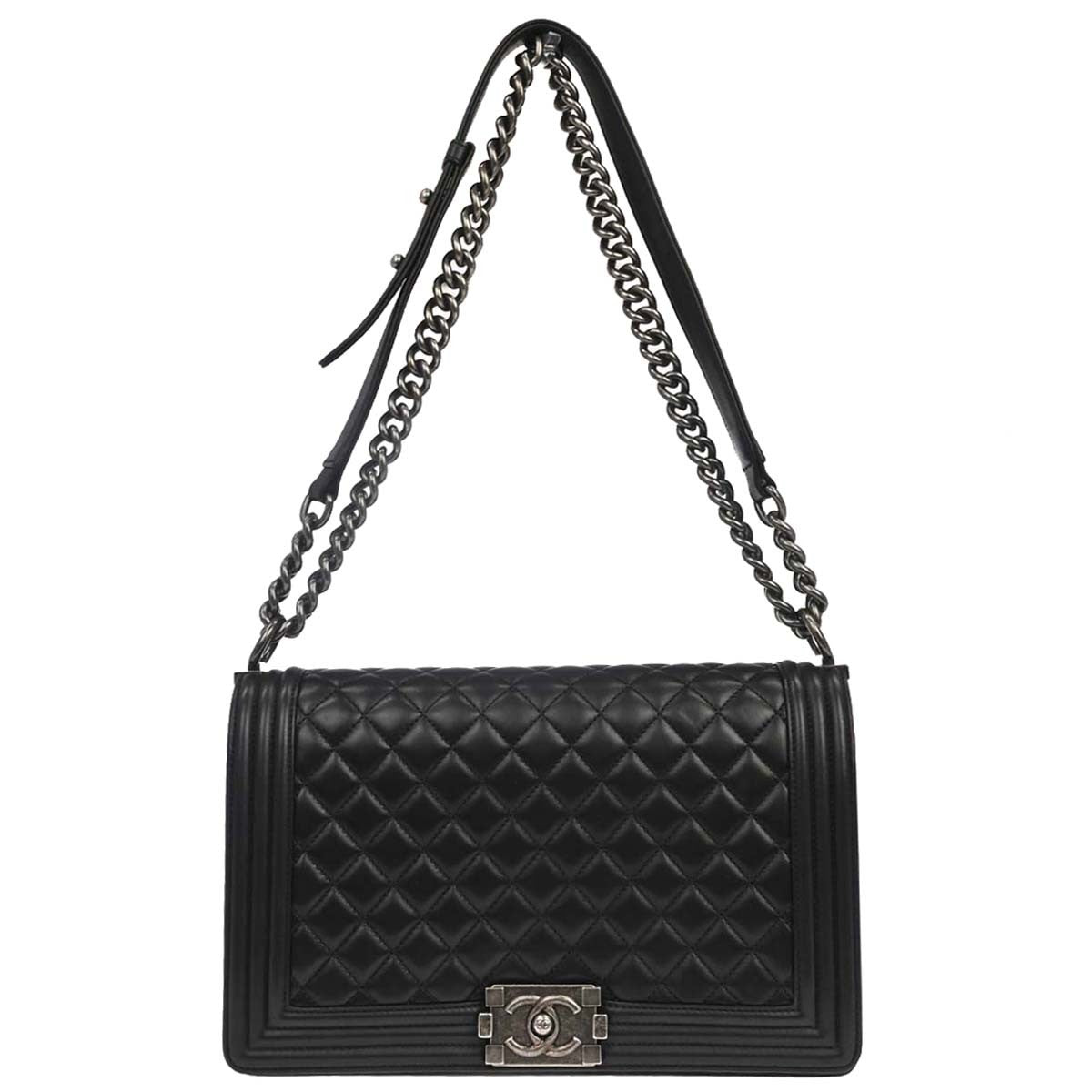 Chanel Boy Black Lambskin Medium Shoulder Bag
