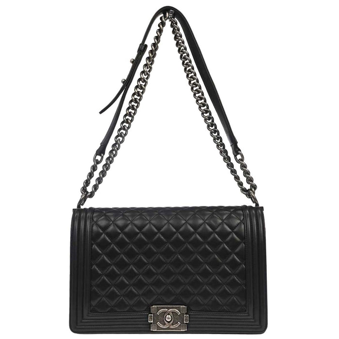 Chanel Boy Black Lambskin Medium Shoulder Bag