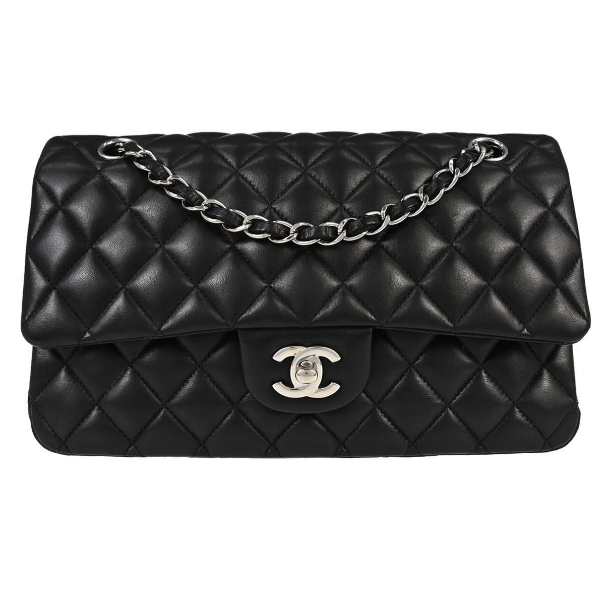Chanel Black Lambskin Medium Classic Double Flap Shoulder Bag