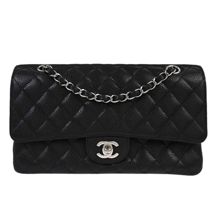 Chanel Black Calfskin Medium Classic Double Flap Shoulder Bag
