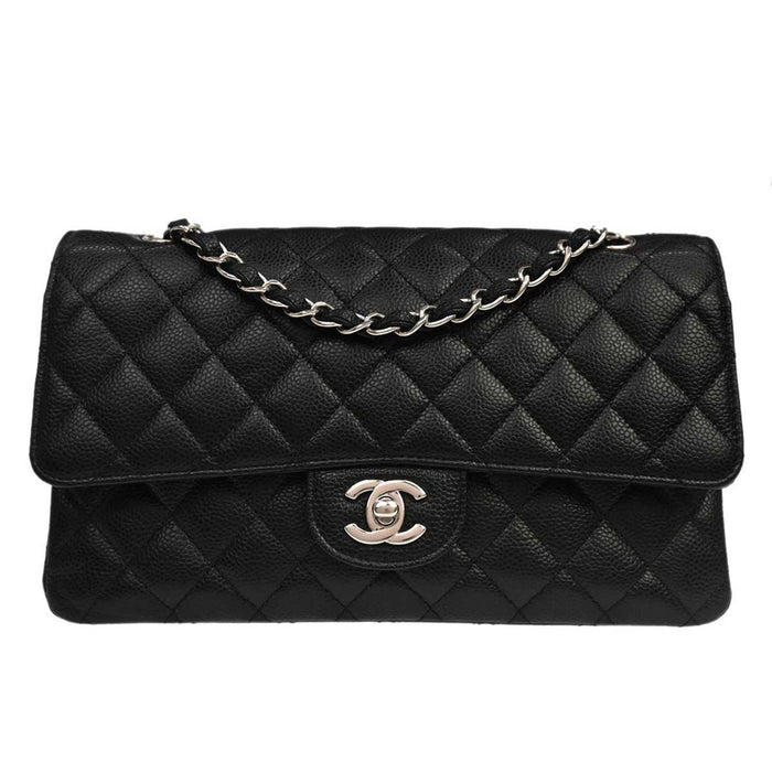 Chanel Black Calfskin Medium Classic Double Flap Shoulder Bag