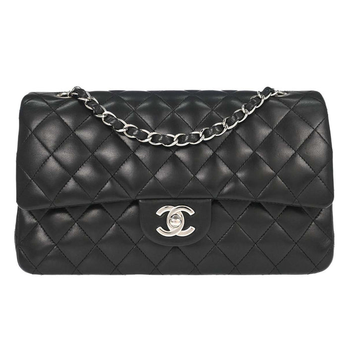 Chanel Black Lambskin Medium Classic Double Flap Shoulder Bag