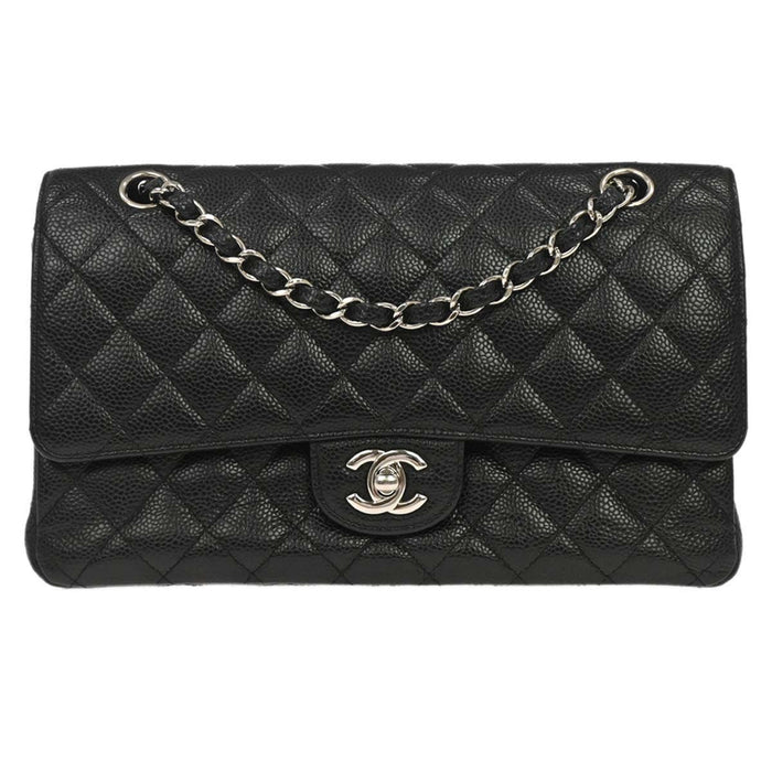 Chanel Black Calfskin Medium Classic Double Flap Shoulder Bag