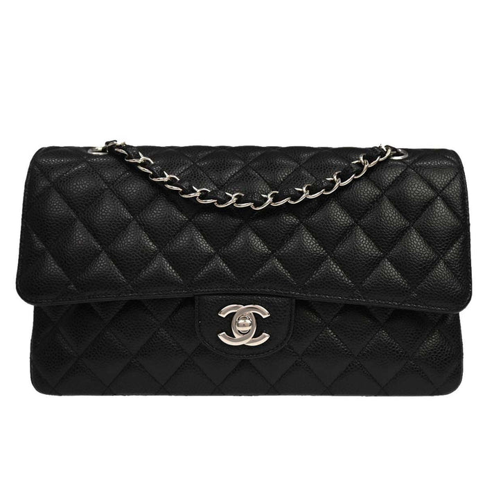 Chanel Black Calfskin Medium Classic Double Flap Shoulder Bag