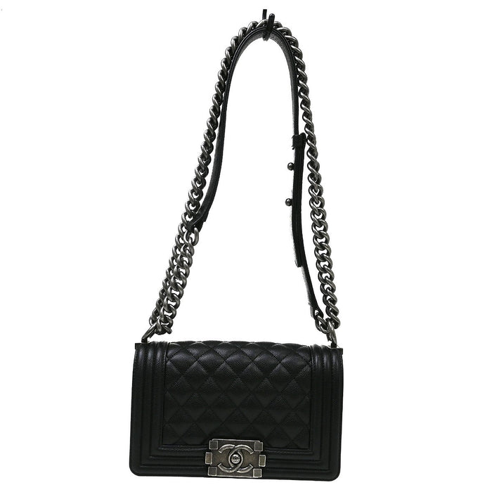 Chanel Boy Black Calfskin Small Chain Shoulder Bag