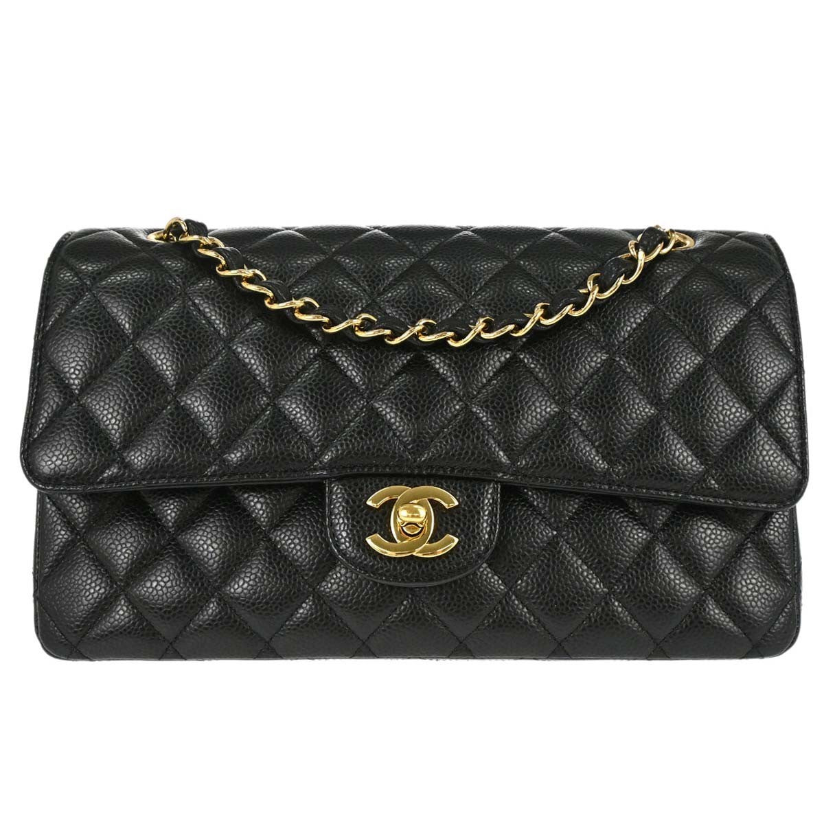 Chanel Black Calfskin Medium Classic Double Flap Shoulder Bag