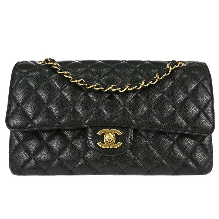 Chanel Black Calfskin Medium Classic Double Flap Shoulder Bag