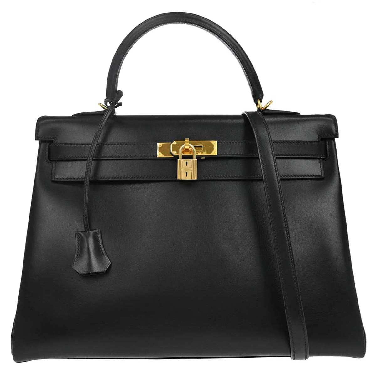 Hermès Black Box Calf Kelly 35 Retourne 2way Handbag