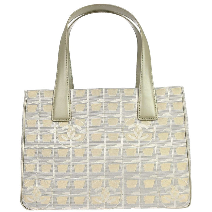Chanel Gold Jacquard Nylon Travel Line Tote Handbag