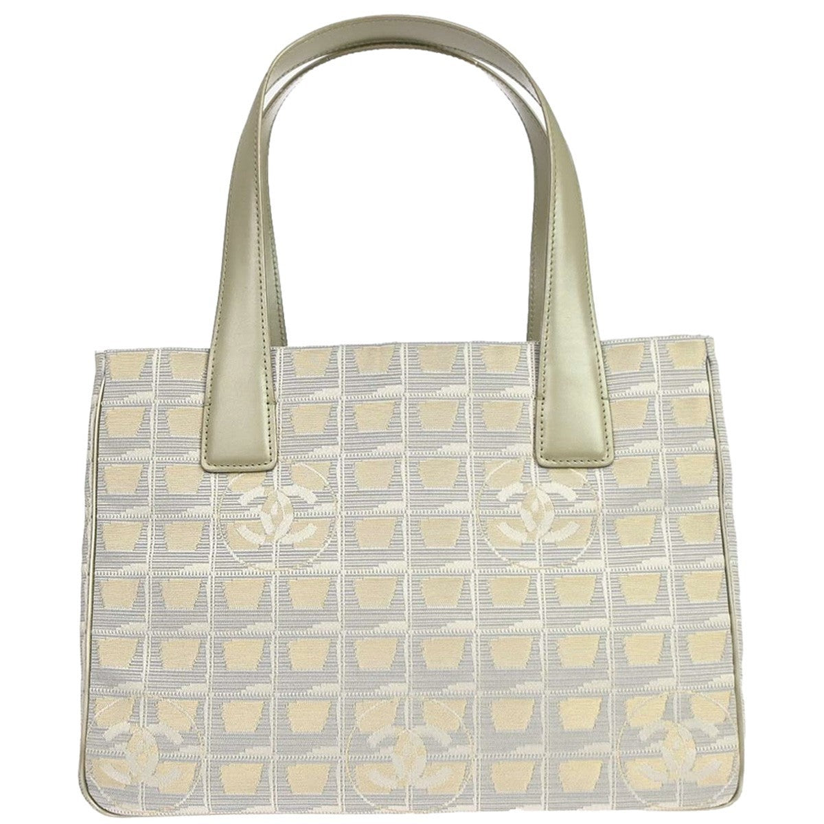 Chanel Gold Jacquard Nylon Travel Line Tote Handbag