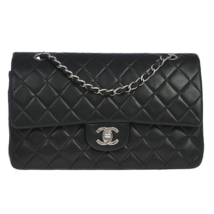 Chanel Black Lambskin Medium Classic Double Flap Shoulder Bag