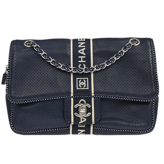 Chanel Navy Perforated Lambskin Sport Line Shoulder Bag