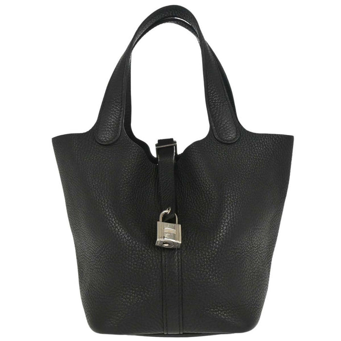 Hermès Black Taurillon Clemence Picotin Lock 18 PM Handbag