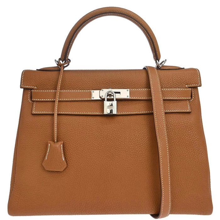 Hermès Gold Togo Kelly 32 Retourne 2way Shoulder Handbag