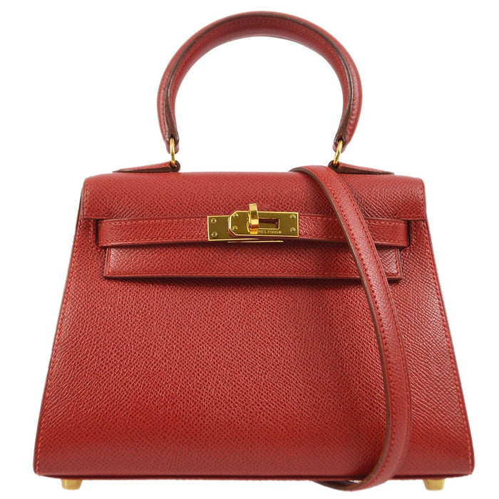 Hermès Rouge Vif Courchevel Mini Kelly 20 Handbag
