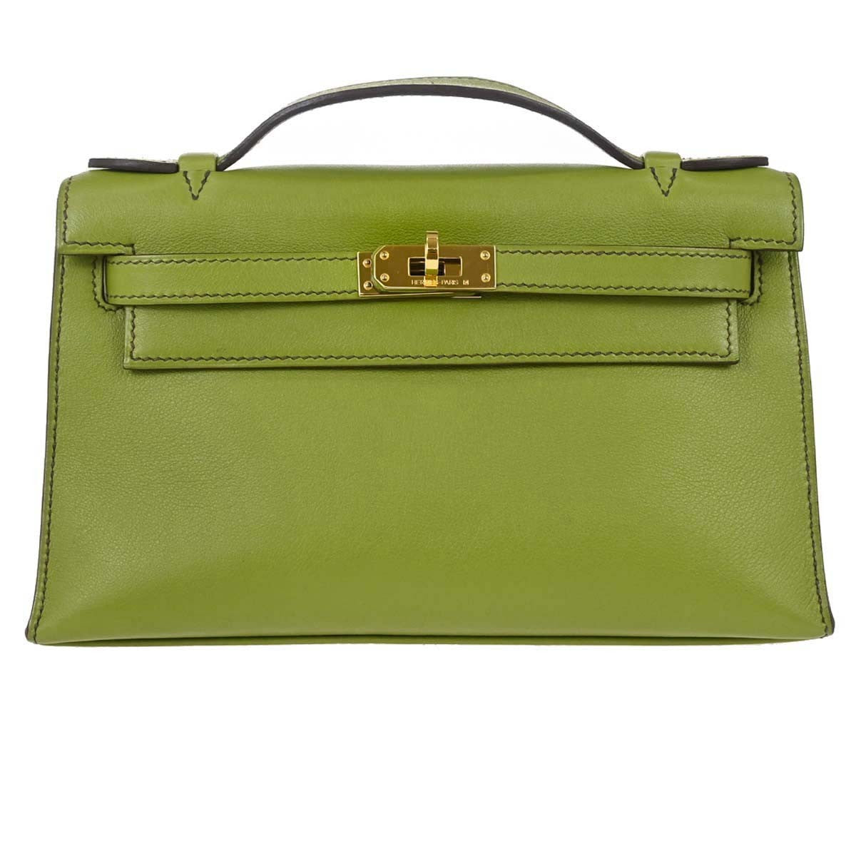 Hermès Anis Green Swift Kelly Pochette Handbag