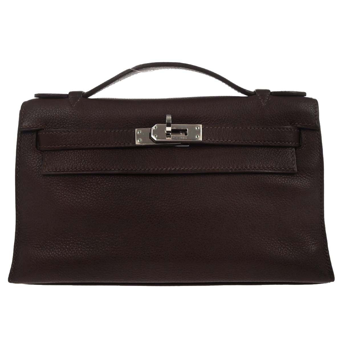 Hermès Havane Evergrain Kelly Pochette Handbag