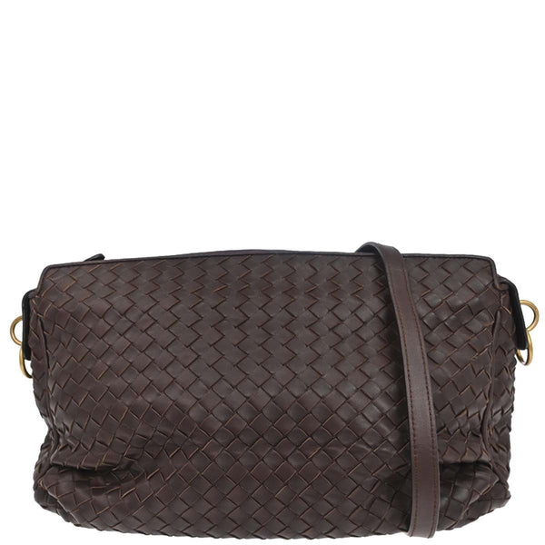 Bottega Veneta Brown Lambskin Intrecciato Shoulder Bag