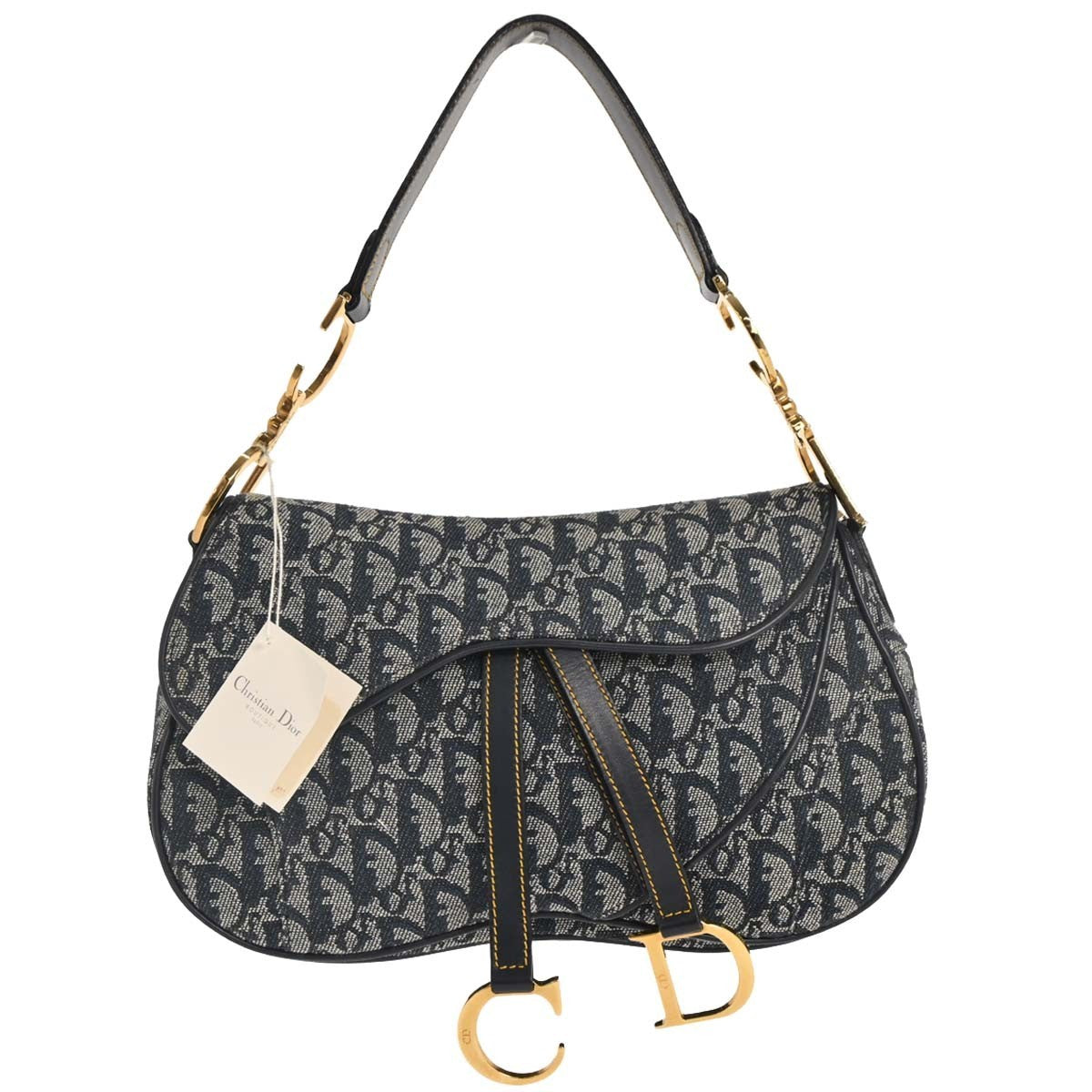 Christian Dior Navy Trotter Double Saddle Handbag