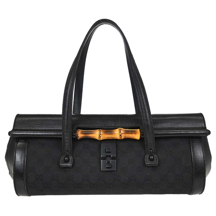 Gucci Black Bamboo GG Handbag