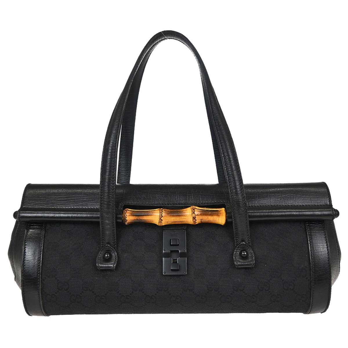 Gucci Black Bamboo GG Handbag