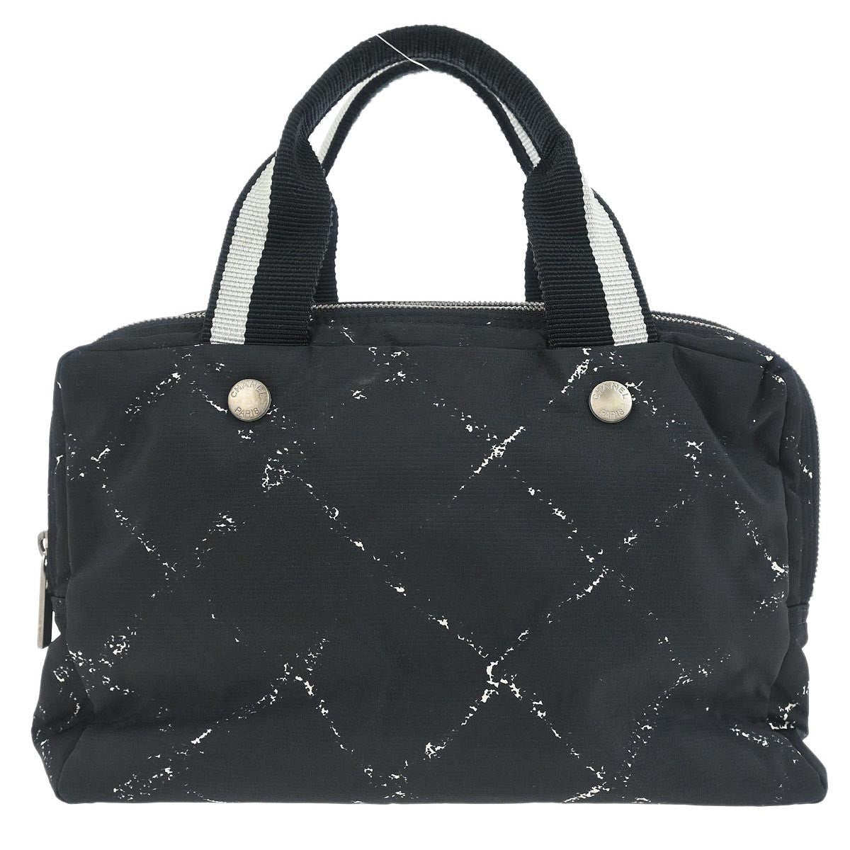 Chanel Black Jacquard Nylon Travel Line Handbag