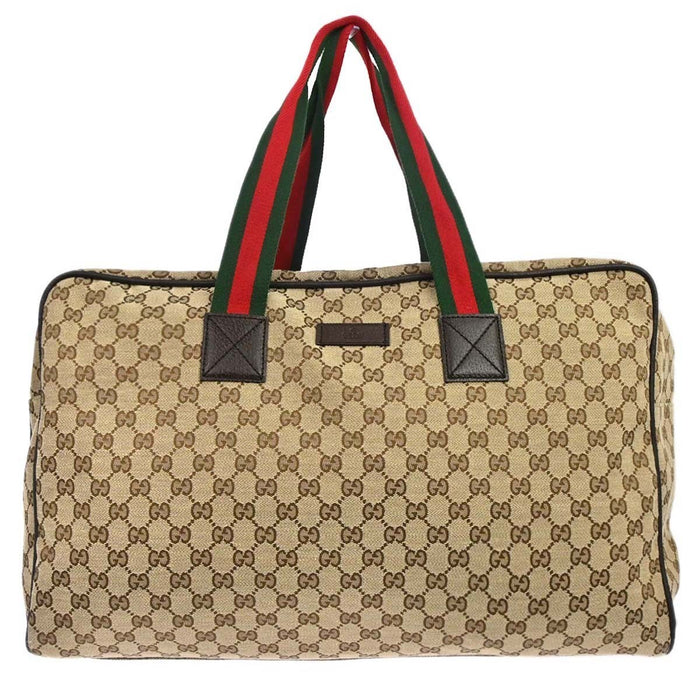 Gucci Beige Canvas GG Sherry Line Duffle Handbag