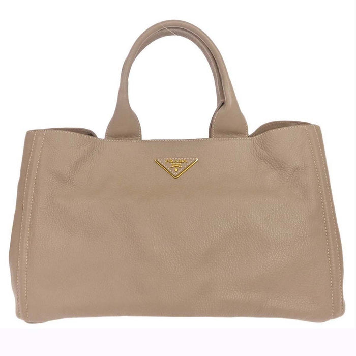 Prada Beige Calfskin Canapa Tote Handbag