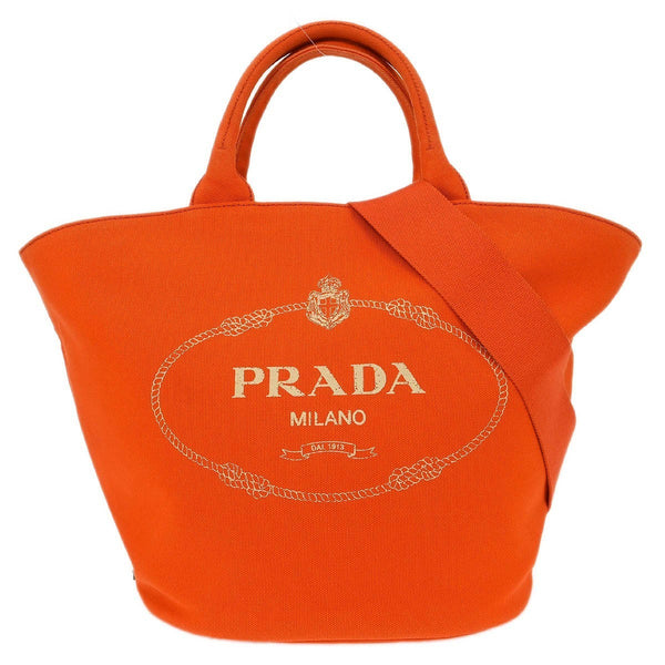 Prada Orange Canvas Canapa 2way Tote Handbag
