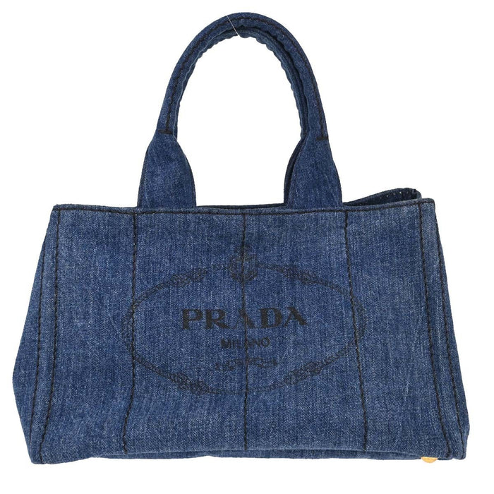 Prada Blue Denim Canapa Tote Handbag