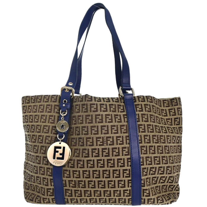 Fendi Beige Blue Zucchino Tote Bag
