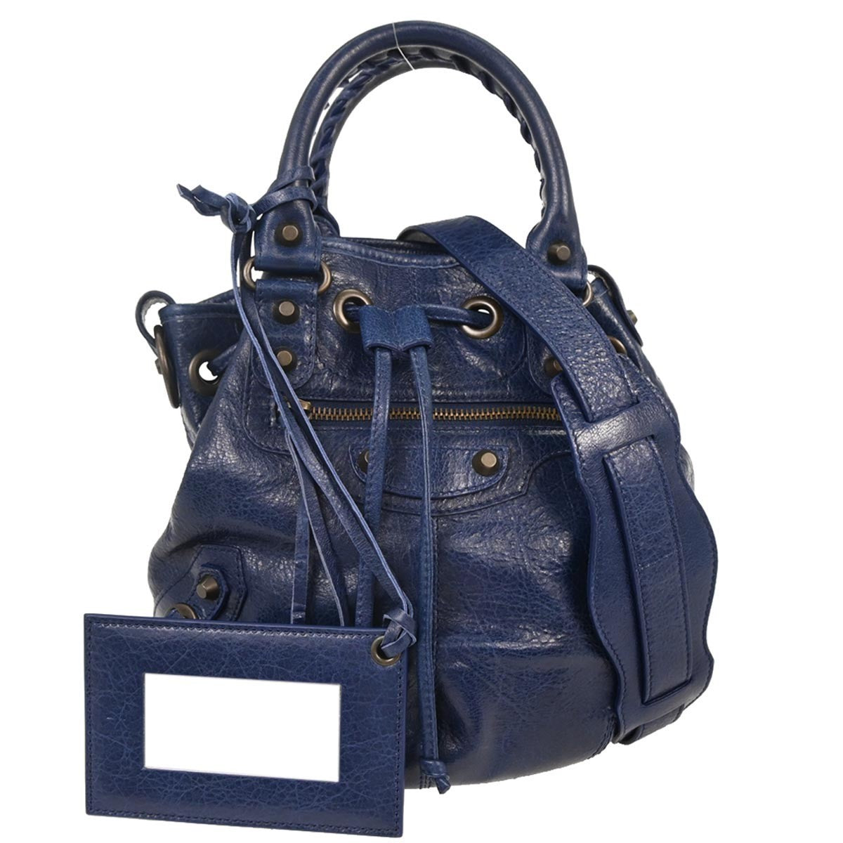 Balenciaga Blue Classic Mini Pompon 2way Handbag