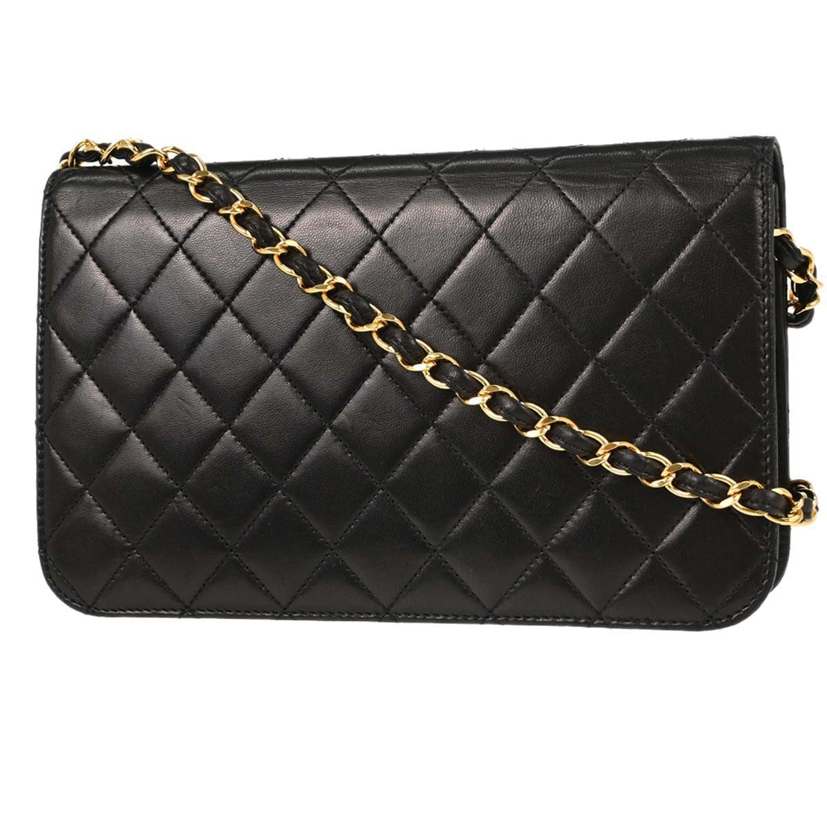 Chanel Pushlock Full Flap Vintage Handbag in Black Lambskin